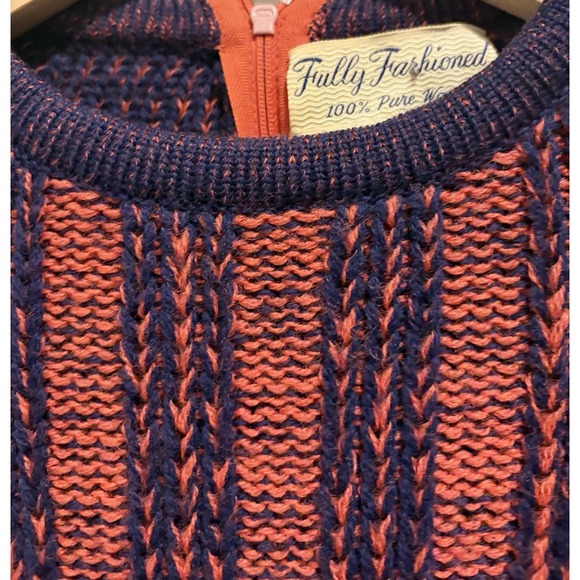 Vintage 100% Wool Knit Dress US Womens Small Red Navy Boho Indie Retro - Picture 3 of 16